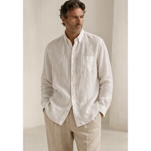 Billy Reid Tuscumbia Linen Button Down Shirt White Men XXL